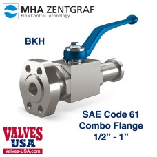 !Code 61 Combo Flange Steel Hydraulic Ball Valve, 1/2" - 1"