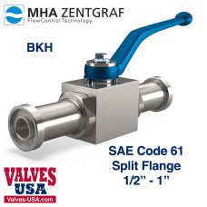 Code 61 Split Flange Steel Hydraulic Ball Valve, 1/2" - 1"