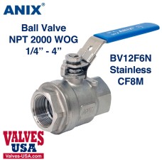 !NPT Threaded Stainless Steel 2000 WOG Ball Valve, 1/4" - 4"