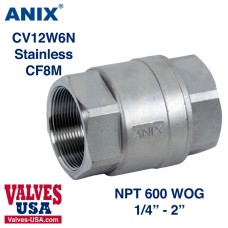 Check Valve, API, Stainless Steel, 600# NPT Threaded, 1/4" to 2"