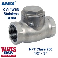 Check Valve, API, Stainless Steel, 200# NPT Threaded, 1/2" to 3"
