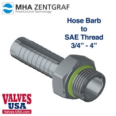 Hydraulic Hose Fitting Adaptor, Steel, Straight, Male SAE / Barb