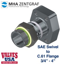 Hydraulic Hose Fitting Adaptor, Steel, Straight, Male SAE / C.61 Flange