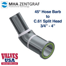 Hydraulic Hose Fitting Adaptor, Steel, 45 Degree Elbow, C.61 Split Flange Head / Barb