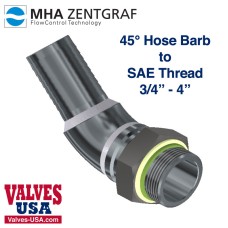 Hydraulic Hose Fitting Adaptor, Steel, 45 Degree Elbow, Male SAE / Barb