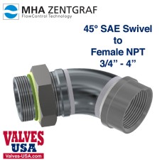 Hydraulic Hose Fitting Adaptor, Steel, 45 Degree Elbow, Male SAE / Female NPT