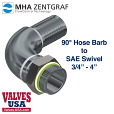 Hydraulic Hose Fitting Adaptor, Steel, 90 Degree Elbow, Male SAE / Barb