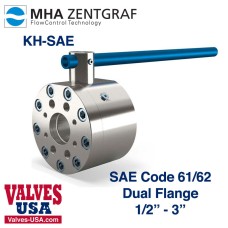 !MHA Zentgraf Large Bore Hydraulic Ball Valve with Code 61/62 Dual SAE Flange, up to 3"