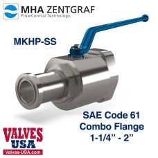!Code 61 Combo Flange Stainless Steel Hydraulic Ball Valve, 1-1/4" - 2"