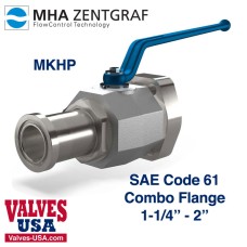 !Code 61 Combo Flange Steel Hydraulic Ball Valve, 1-1/4" - 2"