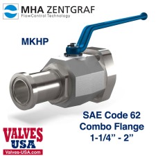!Code 62 Combo Flange Steel Hydraulic Ball Valve, 1-1/4" - 2"