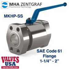 Code 61 Flanged Stainless Steel Hydraulic Ball Valve, 1-1/4" - 2"