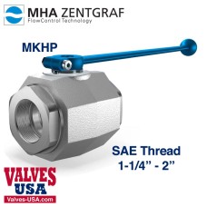 MHA Zentgraf SAE Threaded Steel Hydraulic Ball Valve, 1-1/4" - 2"