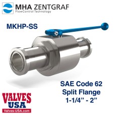 !Code 62 Split Flange Stainless Steel Hydraulic Ball Valve, 1-1/4" - 2"